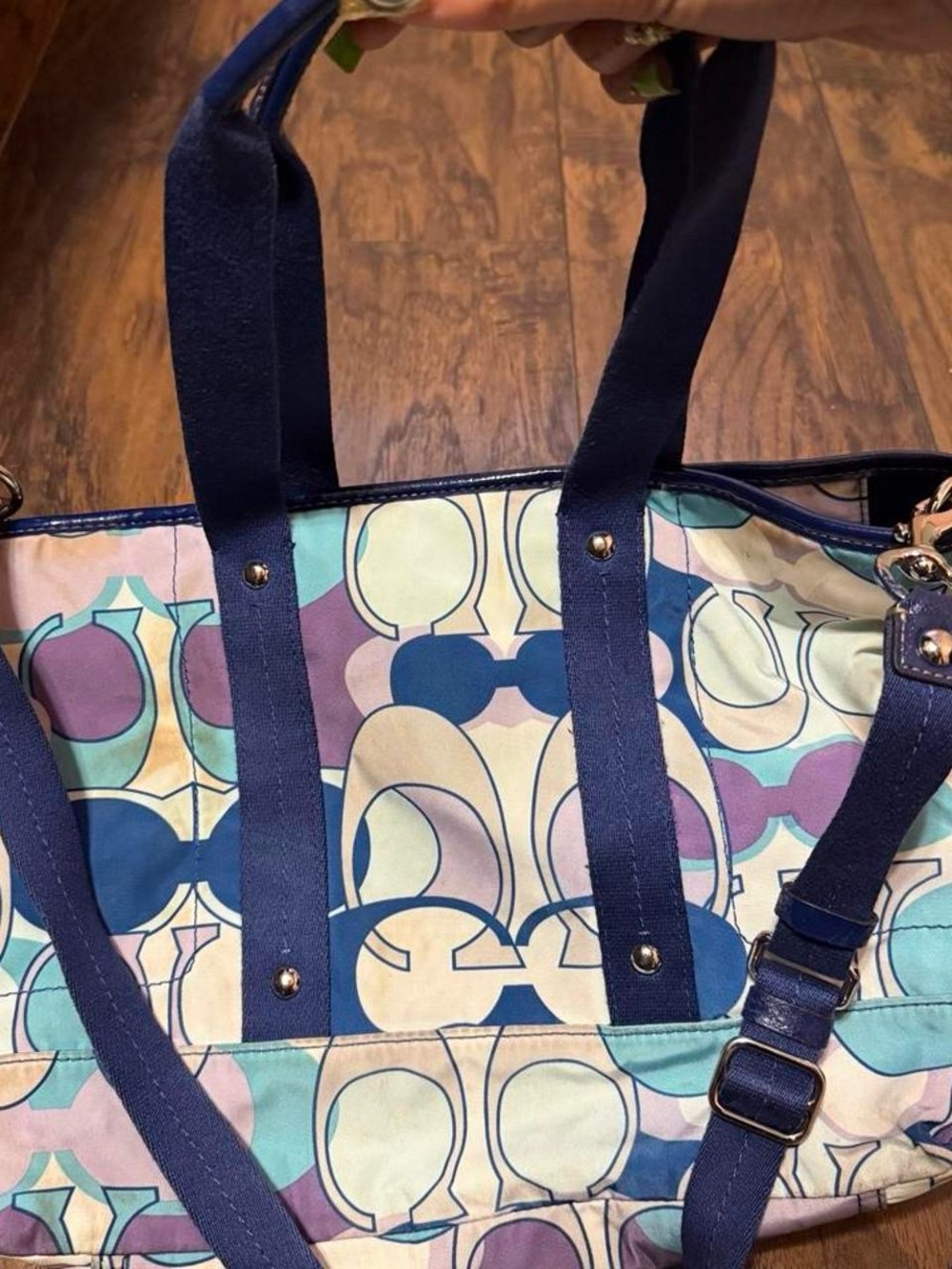 Coach Blue Multicolor Patterned Women's Tote Bag